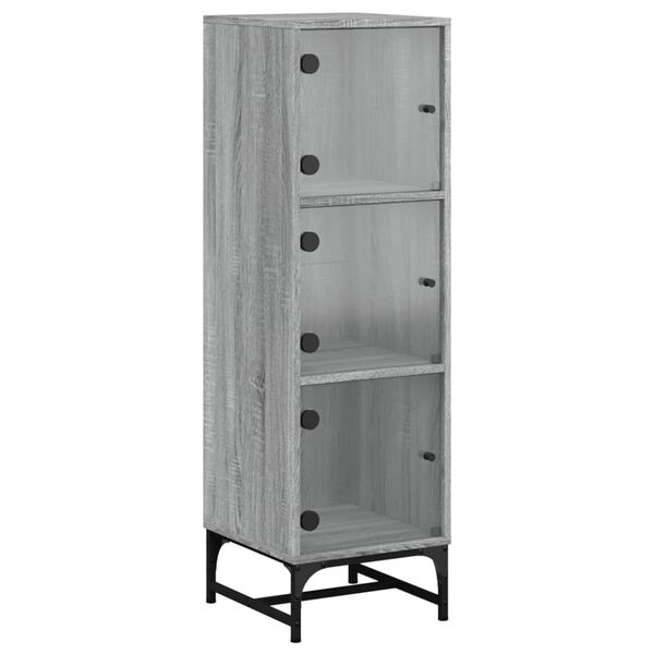 vidaXL Highboard se skleněn&yacute;mi dv&iacute;řky &scaron;ed&yacute; sonoma 35 x 37 x 120 cm