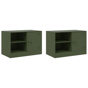 vidaXL TV skř&iacute;ňky 2 ks olivově zelen&eacute; 67 x 39 x 44 cm ocel