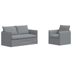 vidaXL Set pohovek 2 ks Světle &scaron;ed&aacute; Textil
