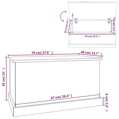 vidaXL Úložný box bílý 70 x 40 x 38 cm kompozitní dřevo