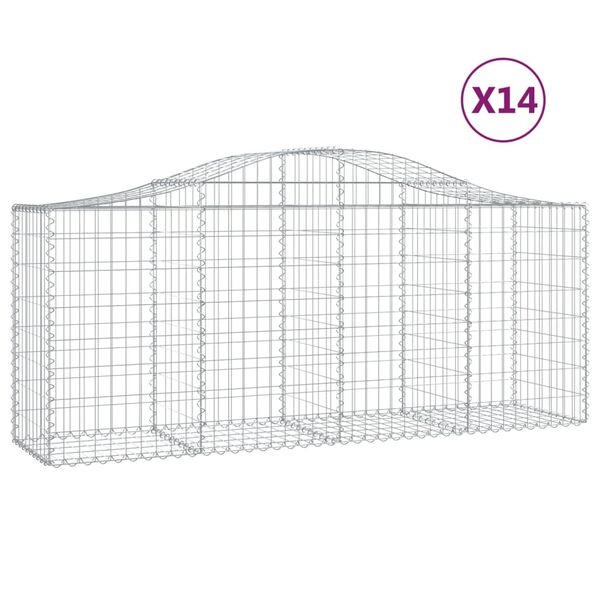 vidaXL Klenuté gabionové koše 14ks 200x50x80/100 cm pozinkované železo