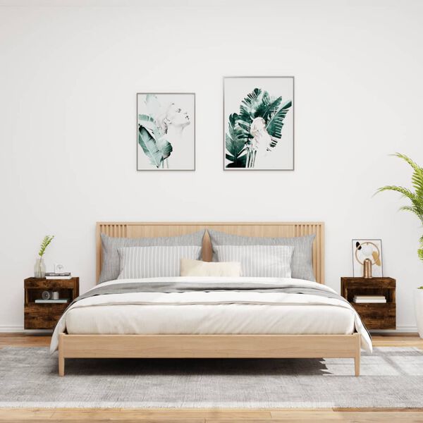 vidaXL Nástěnné TV skříňky s LED 2 ks kouřový dub 40 x 30 x 40 cm