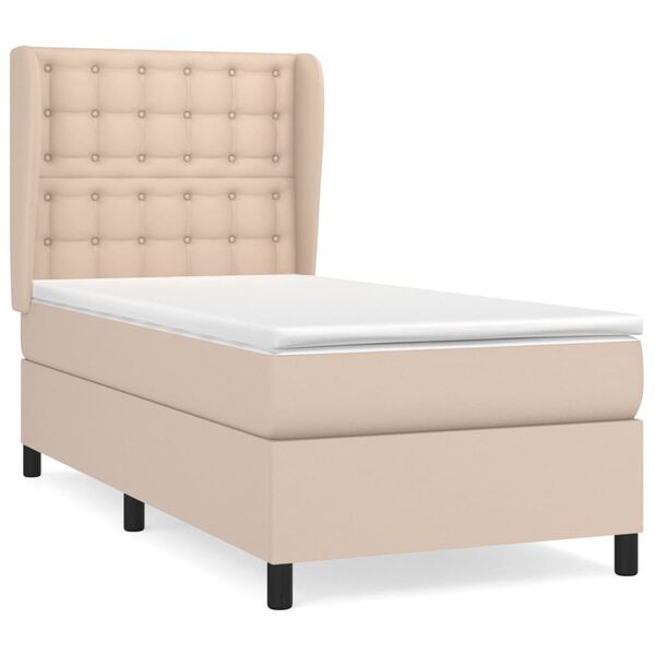 vidaXL Box spring postel s matrac&iacute; cappuccino 90x200 cm uměl&aacute; kůže