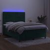 vidaXL Box spring postel s matrac&iacute; a LED tmavě zelen&aacute; 140x190 cm samet
