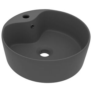 vidaXL Luxusn&iacute; umyvadlo přepad matn&eacute; tmavě &scaron;ed&eacute; 36 x 13 cm keramick&eacute;