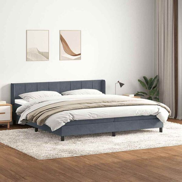 vidaXL Box spring postel s matrac&iacute; tmavě &scaron;ed&aacute; 200x210 cm samet
