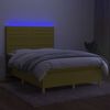 vidaXL Box spring postel s matrac&iacute; a LED zelen&aacute; 140x190 cm textil