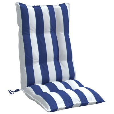 vidaXL Podušky na židli vysoké opěradlo 2 ks modré a bílé pruhy oxford