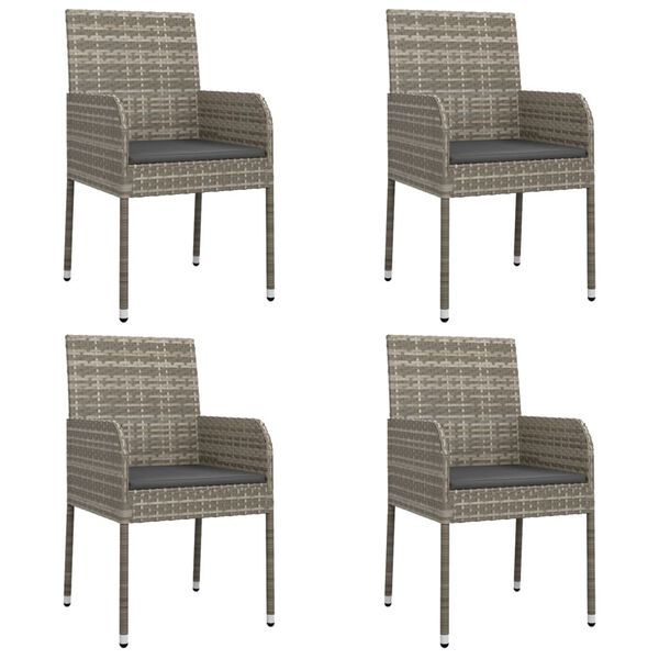 vidaXL 5dílný zahradní jídelní set s poduškami černý a šedý polyratan