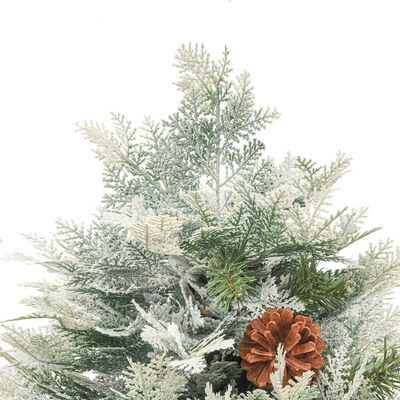 vidaXL Vánoční stromek s LED a borovými šiškami zelený 150 cm PVC a PE