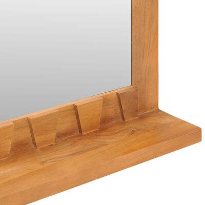 vidaXL Nástěnné zrcadlo s policí 100 x 12 x 60cm masivní teakové dřevo