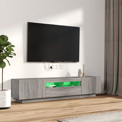 vidaXL 2dílný set TV skříněk s LED světly šedý sonoma kompozitní dřevo