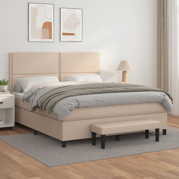 vidaXL Box spring postel s matrací cappuccino 180 x 200 cm umělá kůže