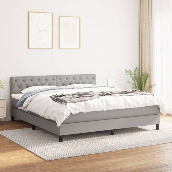 vidaXL Box spring postel s matrac&iacute; světle &scaron;ed&aacute; 160 x 200 cm textil