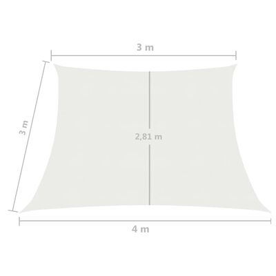 vidaXL Stínící plachta 160 g/m² bílá 3/4 x 3 m HDPE