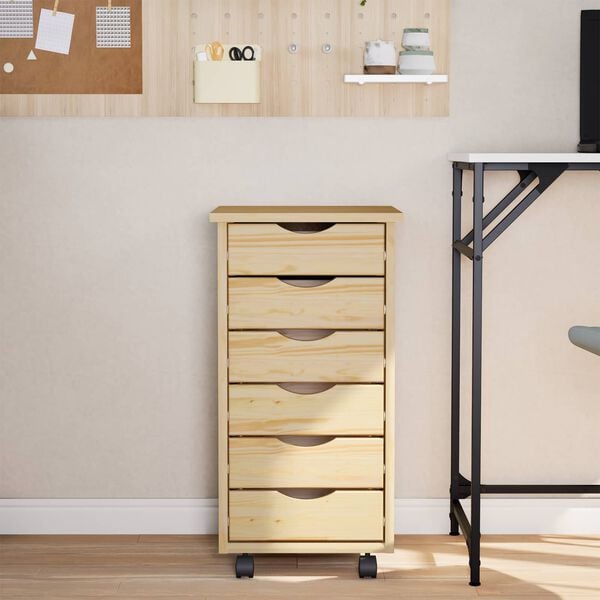 vidaXL Voz&iacute;k se z&aacute;suvkami s kolem MOSS Čist&yacute; lak 34 x 39 x 65,5 cm