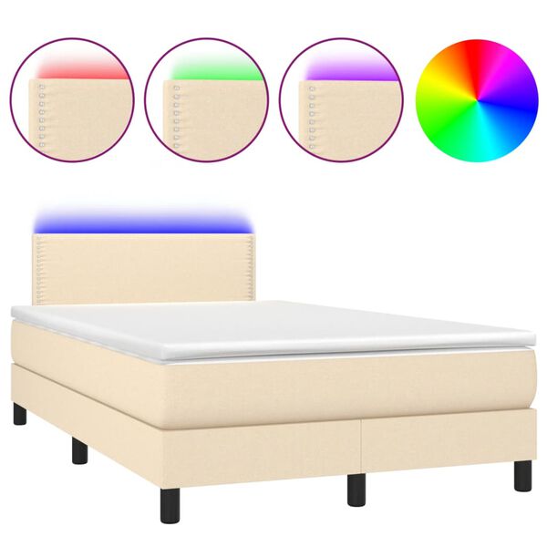 vidaXL Box spring postel s matrac&iacute; a LED kr&eacute;mov&aacute; 120x190 cm textil