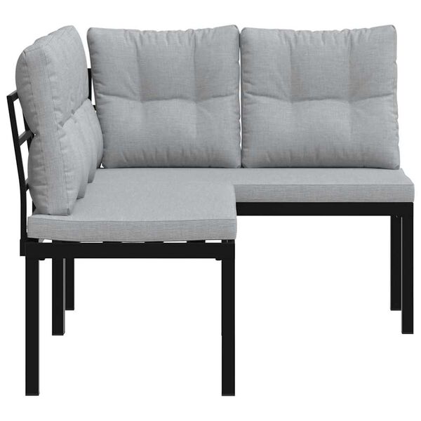 vidaXL Zahradní lavice 2 ks s poduškami černé práškově lakovaná ocel