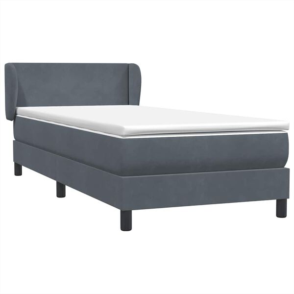 vidaXL Box spring postel s matrac&iacute; tmavě &scaron;ed&aacute; 90x210 cm samet