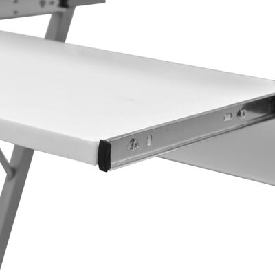 vidaXL Kompaktní počítačový stůl s vysouvací deskou na klávesnici bílý