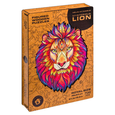 UNIDRAGON 700dílné dřevěné puzzle Mysterious Lion Royal Size 42x54 cm
