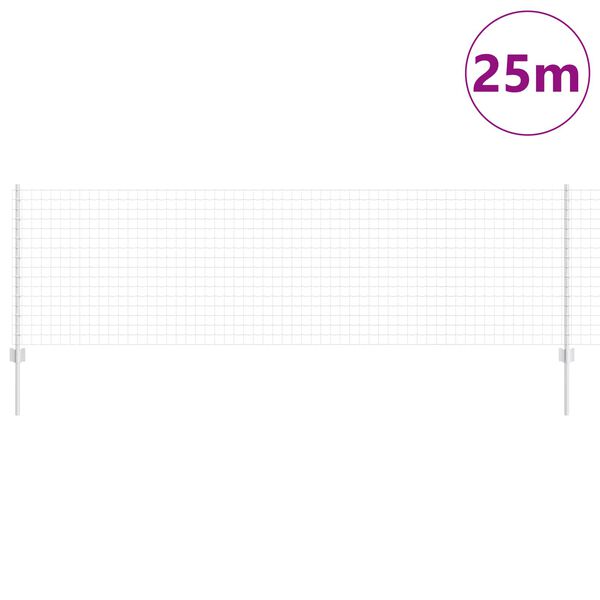 vidaXL Plot s sloupkem Stř&iacute;brn&aacute; 0,8 x 25 m Ocel