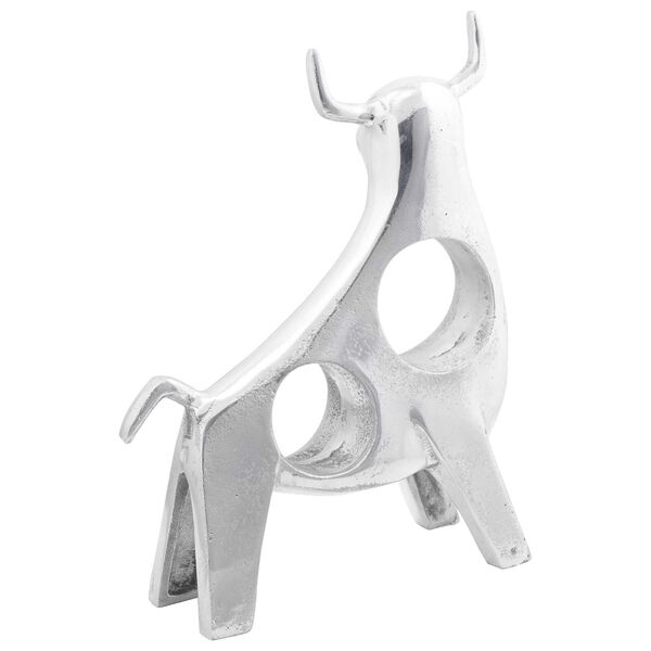 vidaXL Socha býka Stříbrná 22 x 9.5 x 34 cm Hliník