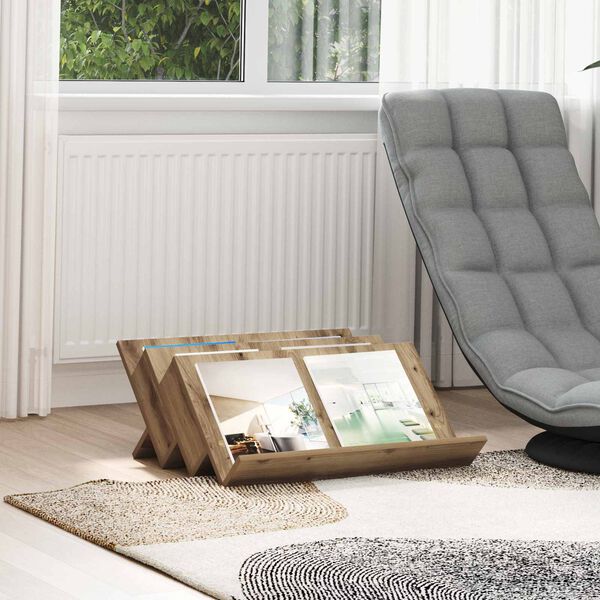 vidaXL Reg&aacute;l na časopisy s polic&iacute; Artisanov&yacute; dub 65 x 53 x 28,5 cm