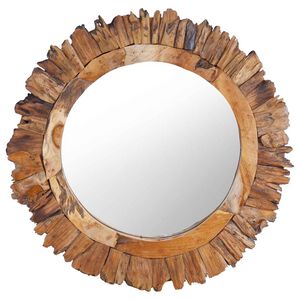 vidaXL N&aacute;stěnn&eacute; zrcadlo 60 cm teak kulat&eacute;