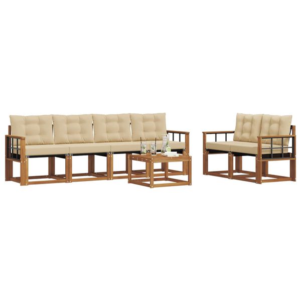 vidaXL Venkovn&iacute; pohovkov&aacute; souprava 7 pcs Přirozen&aacute; a B&eacute;žov&aacute;