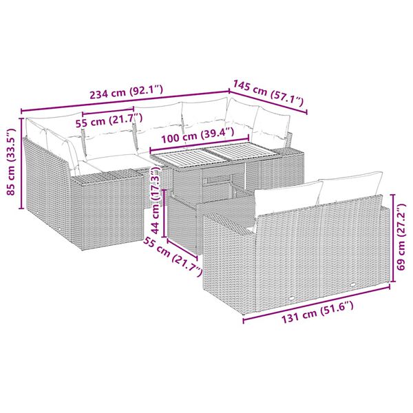 vidaXL 11d&iacute;ln&yacute; zahradn&iacute; sedac&iacute; souprava s podu&scaron;kami b&eacute;žov&yacute; polyratan