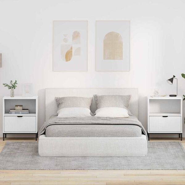 vidaXL Nočn&iacute; skř&iacute;ňka 2 pcs B&iacute;l&aacute; 49 x 36 x 61 cm Kompozitn&iacute; dřevo