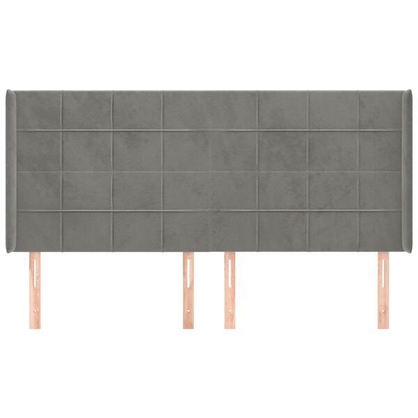 vidaXL Čelo postele typu u&scaron;&aacute;k světle &scaron;ed&eacute; 203x16x118/128 cm samet