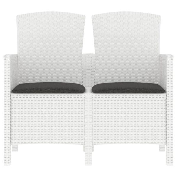 vidaXL 2m&iacute;stn&aacute; zahradn&iacute; lavice s podu&scaron;kami PP ratan b&iacute;l&aacute;