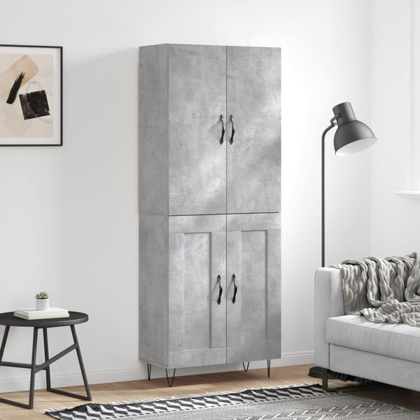 vidaXL Skř&iacute;ň highboard betonově &scaron;ed&aacute; 69,5x34x180 cm kompozitn&iacute; dřevo