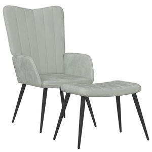 vidaXL Relaxačn&iacute; křeslo se stoličkou světle &scaron;ed&eacute; samet