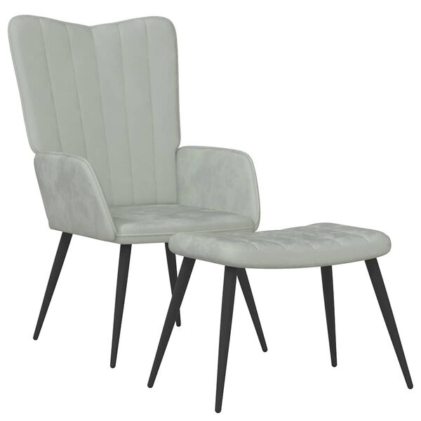 vidaXL Relaxačn&iacute; křeslo se stoličkou světle &scaron;ed&eacute; samet