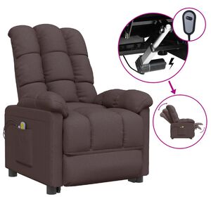 vidaXL Elektrick&eacute; mas&aacute;žn&iacute; křeslo tmavě hněd&eacute; textil