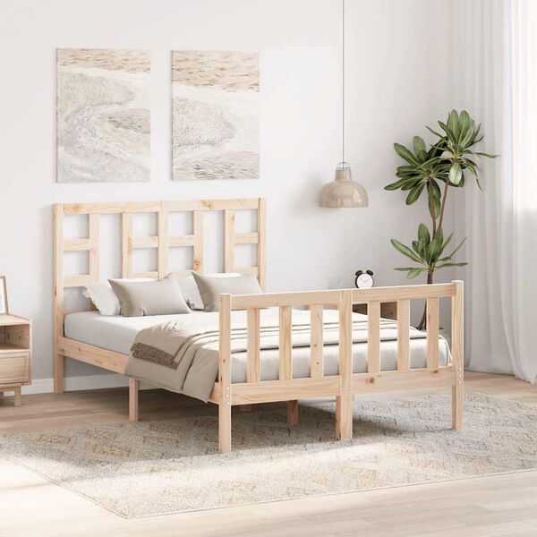 vidaXL R&aacute;m postele s čelem Small Double masivn&iacute; dřevo