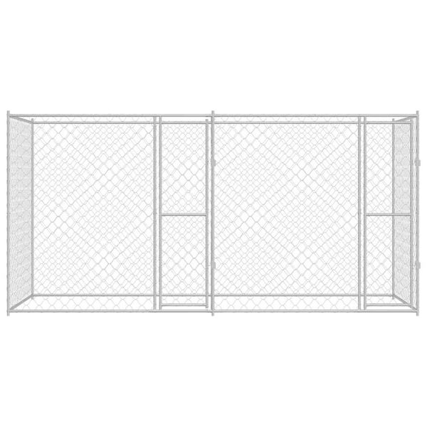 vidaXL Klec pro psa Stříbrná 400 x 200 x 200 cm Pozinkovaná ocel