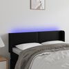 vidaXL Čelo postele s LED čern&eacute; 147 x 16 x 78/88 cm uměl&aacute; kůže