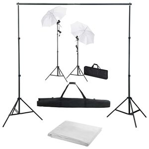 vidaXL Foto studio set s fotopozad&iacute;m, osvětlen&iacute;m a de&scaron;tn&iacute;ky