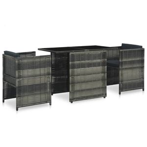 vidaXL 3d&iacute;ln&yacute; bistro set s podu&scaron;kami polyratan &scaron;ed&yacute;