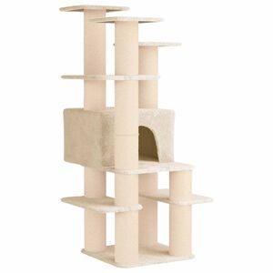 vidaXL Kočič&iacute; strom se &scaron;krabac&iacute;mi sloupky sisal Kr&eacute;mov&aacute; 161 cm