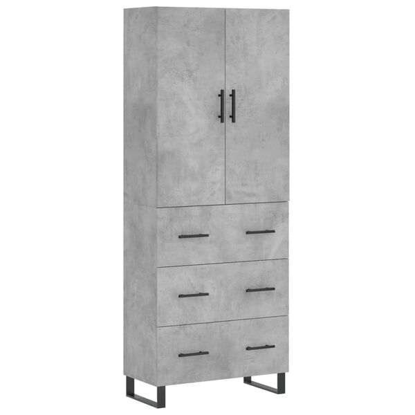 vidaXL Skř&iacute;ň highboard betonově &scaron;ed&aacute; 69,5x34x180 cm kompozitn&iacute; dřevo