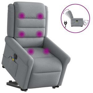 vidaXL Elektrick&eacute; zvedac&iacute; mas&aacute;žn&iacute; polohovac&iacute; křeslo světle &scaron;ed&eacute; textil