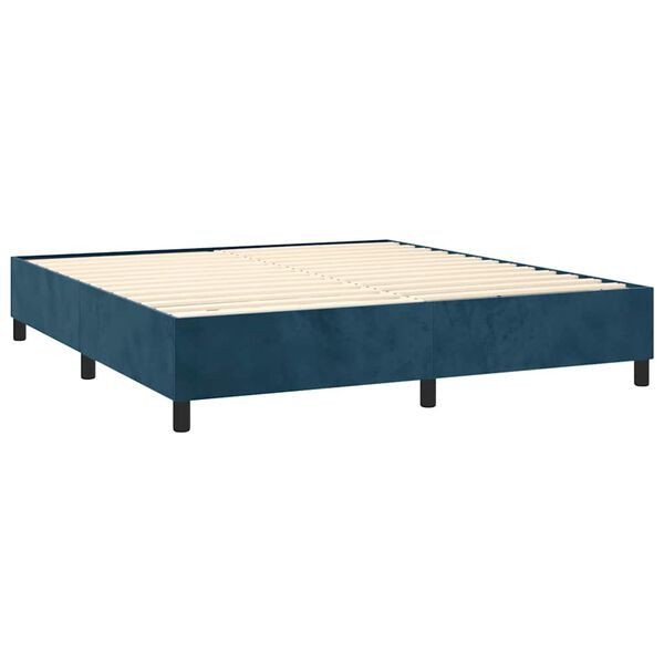 vidaXL Box spring postel s matrac&iacute; tmavě modr&aacute; 160x200 cm samet