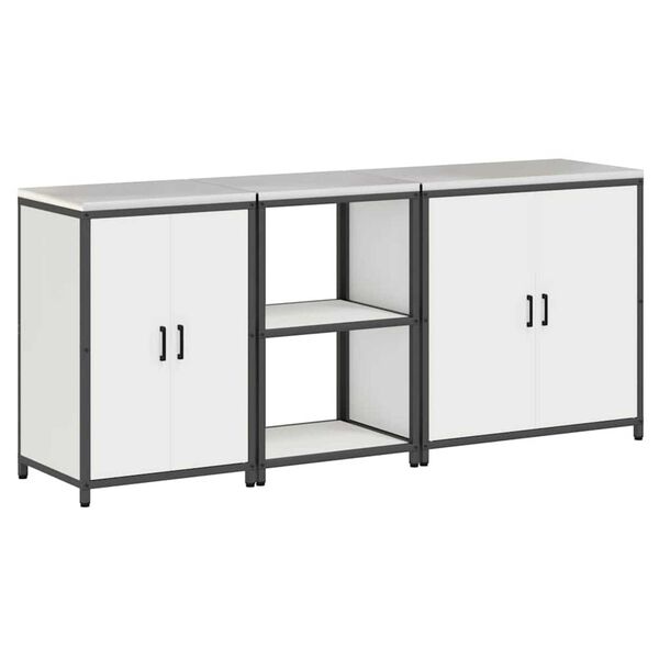 vidaXL Kuchyňská skladovací sada s policí Jiný 3 pcs Bílá Ocel