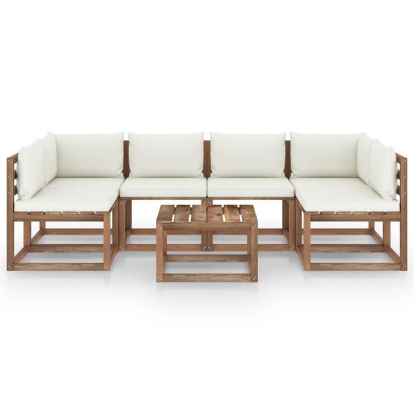 vidaXL 7d&iacute;ln&aacute; zahradn&iacute; sedac&iacute; souprava z palet s podu&scaron;kami borovice