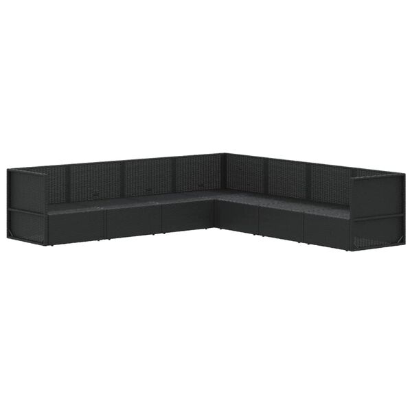 vidaXL 7d&iacute;ln&aacute; zahradn&iacute; sedac&iacute; souprava s podu&scaron;kami čern&aacute; polyratan